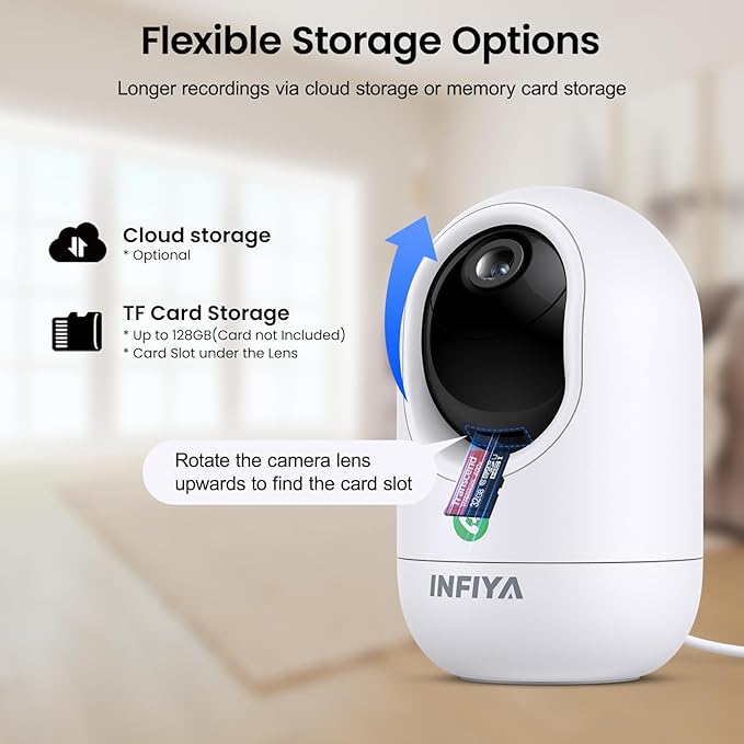 INFIYA 2K Indoor Camera-360° Pan/Tilt Baby/Elderly/Pet Camera with One-Tap Call & 24/7 Local Storage, Cameras for Home Security Works with Alexa/Google Home, K7-4 Pack (2.4GHz Wi-Fi Only)