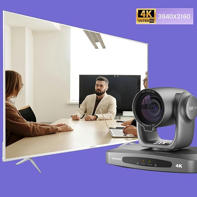4K NDI PTZ Camer 20X Optical Zoom AI Tracking Camera with HDMI/USB/LAN/PoE Conference Room Camera for Live Streaming, Video Conference, Church Services