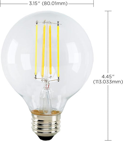 Satco S11251/04 Starfish Tunable White WiFi Smart LED Light Bulb, Works with Siri, Alexa, Google Assistant, SmartThings, Clear, G25, 4 Pack