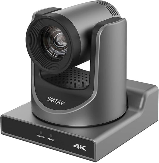 SMTAV 4KP60UHD 20X Optics Zoom PTZ Camera, Support AI Auto Tracking and POE with Network IP Live Streaming, Simultaneous NDMi 3G-SDI and USB2.0 Video Output, for Conferences, Church, Teaching