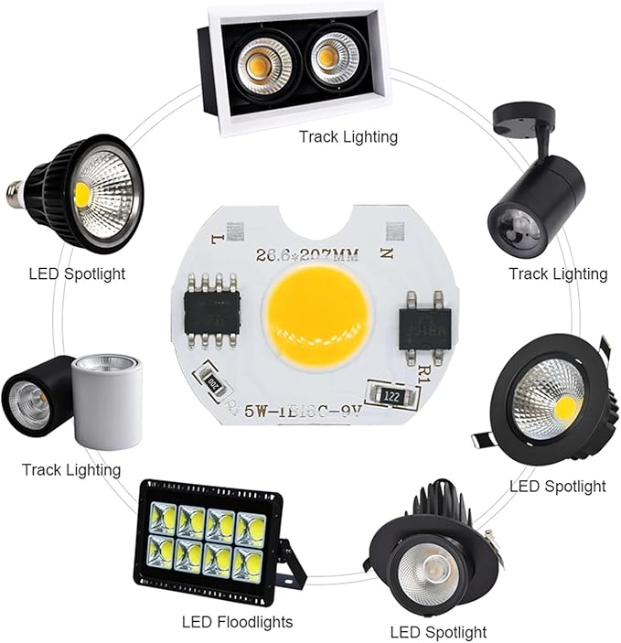 10pcs LED COB lamp Bead 5W 9V COB Chip 220V Smart IC No Need Driver DIY Flood Light Led Bulb Spotlight Outdoor Chip Lamp(Natural White)