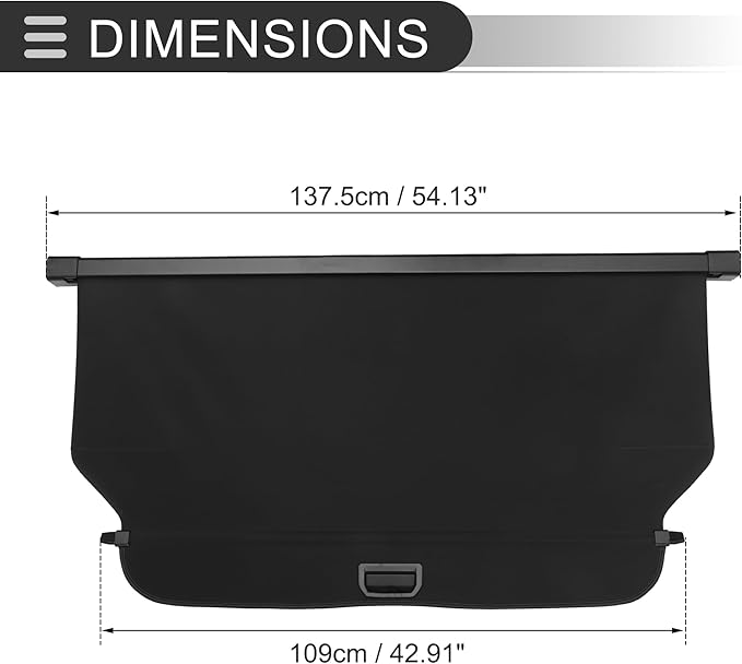Motoforti Car Retractable Cargo Cover for Honda CRV Rear Trunk Parcel Shelf Luggage Security Shield Shade Tonneau Privacy Screen Cover, Canvas, Gloss Black