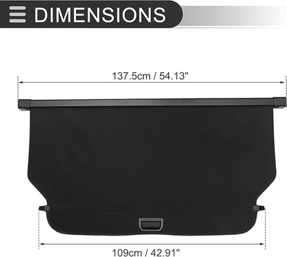 Motoforti Car Retractable Cargo Cover for Honda CRV Rear Trunk Parcel Shelf Luggage Security Shield Shade Tonneau Privacy Screen Cover, Canvas, Gloss Black
