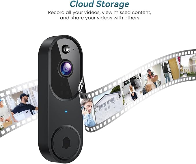 Orbitell Wireless Wi-Fi Video Doorbell Camera with Two Way Audio, AI Motion Detection, Night Vision and Cloud Storage, 2.4G Wi-Fi only