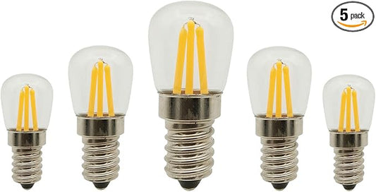 4W E12 LED Filament T20 Night Light Bulb,3000K Warm White LED Salt Lamp Bulbs, 110V Dimmable,Equivalent 40 Watt Light Bulbs E12 Candelabra Base Salt Lamp Light Bulb,Pack of 5