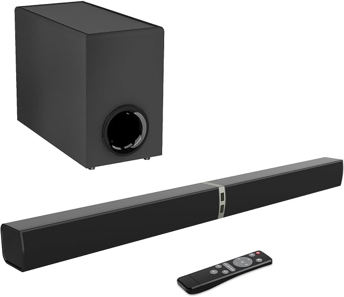 Sound Bar with Subwoofer,120W Sound Bar Bluetooth 5.3 Soundbar Surround Sound System, Detachable Home Theater Speaker with ARC/Optical/AUX Connection, Remote Control for TV/PC/Projector