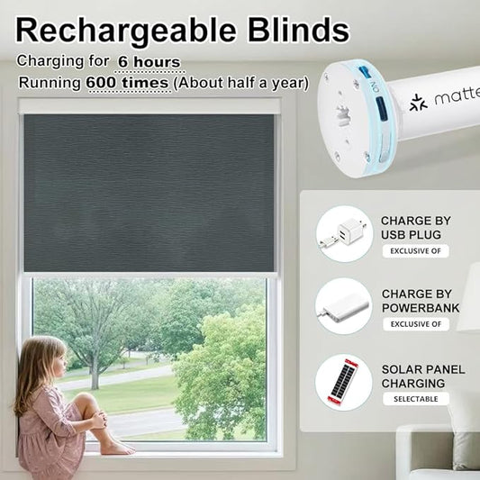 Aprilsmart Motorized Blinds with Remote,Light Filtering Motorized Roller Shades Work with Apple Homekit,Alexa,SmartThings,Google Home,Customize Blinds(TREEBARK SHALLOW-74)