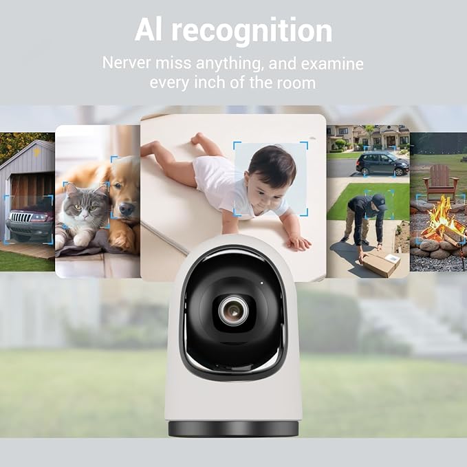 Smart Baby Security Camera, 360-Degree Indoor Camera with Motion Detection, 7×24H Recordings, Mobile App Control
