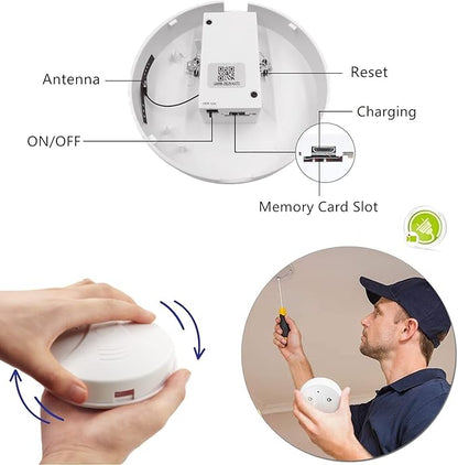 Smart Wireless WiFi Camera Smoke Detector Hidden Camera 1080P Video Indoor Security Camera for Pets, Home Wall Mount Night Vision, Live Viewing, Motion Detection, Android iOS Free App, Loop Filming