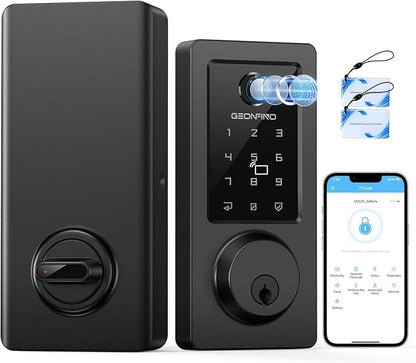 Fingerprint Keyless Entry Door Lock, Electronic Deadbolt Door Lock with, Anti-Peeping Smart Lock for Front Door, IP65 Waterproof Smart Deadbolt for Home