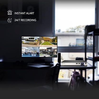 4K 6CH Network Video Recorder for Security Camera System, Support 4K/5MP/4MP/3MP/1080P IP Camera H.265+ PoE NVR, Face Detection, 24/7 Recording, 6 Port PoE 10CH NVR(HDD Not Included)