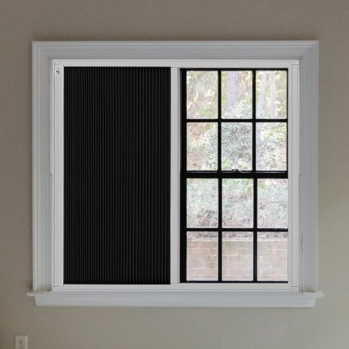 Godark Motorized Bottom Up Celllular Shades WiFi Enabled Smart Honeycomb Blinds Works with Alexa/Google Home Easy Install Blackout Window Blinds with Aluminum Frame Customize Size-Black(White Frame)