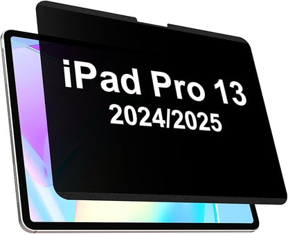 IPROKKO Magnetic Privacy Screen Protector Compatible With iPad Pro 13 Inch M4 M5 (2024 2025, 7th 8th), Removable Anti Blue Light Glare Spy Private Filter Black Security Screen Cover for School Office Cafe