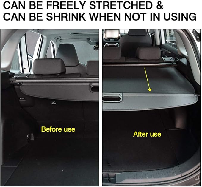 Powerty Retractable Cargo Cover for Cadillac XT5 2017-2019, Canvas Texture Trunk Cover Privacy Screen Rear Security Shade for XT5 Accessories (with Extented Cover)