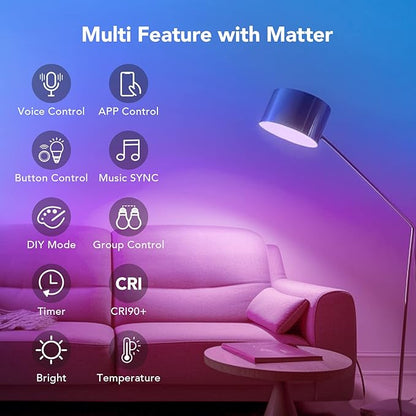 OREiN Matter Smart Light Bulbs 2Pack A19 with 4Pack BR30 Reliable WiFi Light Bulb with Matter LED Color Changing Light Bulbs CRI90 Compatible with Alexa GoogleHome AppleHome SmartThings Siri