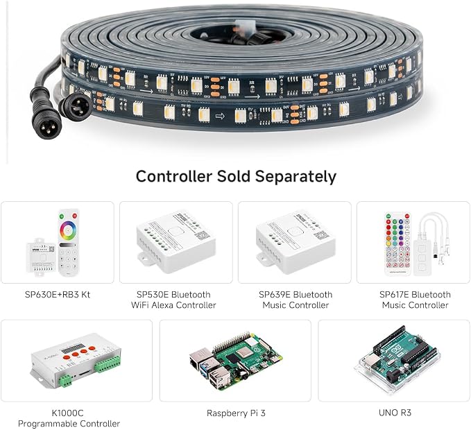 BTF-LIGHTING WS2814 RGBW IC DC12V 16.4ft 60LEDs/m RGB+Cool White IP68 | Waterproof Outdoor LED Strip Addressable Dream Color 5050SMD Light 20Pixels/m Can Work Outdoor(No Adapter or Controller)
