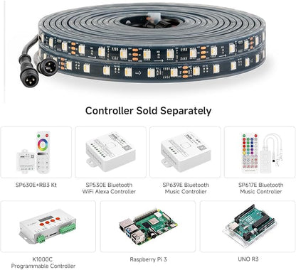 BTF-LIGHTING WS2814 RGBW IC DC12V 16.4ft 60LEDs/m RGB+Cool White IP68 | Waterproof Outdoor LED Strip Addressable Dream Color 5050SMD Light 20Pixels/m Can Work Outdoor(No Adapter or Controller)