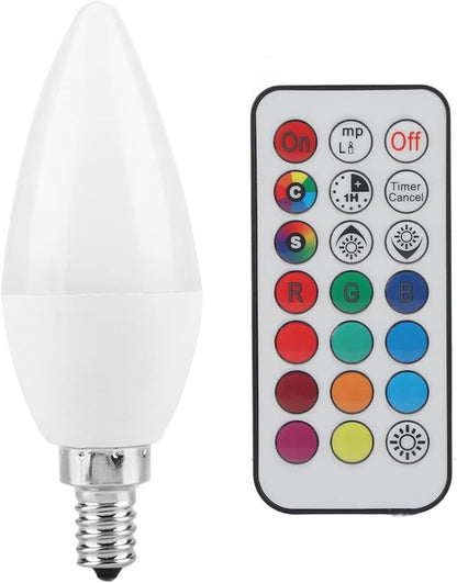 3W LED Candle Light Bulb Lamp, Candle Light Bulbs, 12 Colors 2 Modes Timing with Remote Control Smart Light Bulbs Color Changing, E12 Bulb Remote Control Color Changing