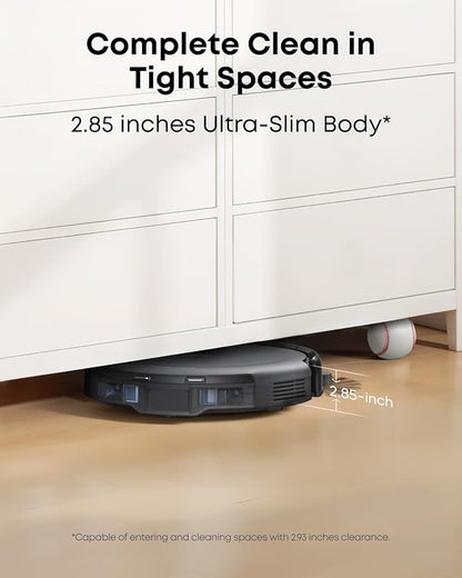 eufy Like-New C10 Robot Vacuum Self Emptying, 8 Weeks Hands Free, Advanced Smart Mapping with LiDAR Navigation, 2.85-Inch Slim Design, Powerful Suction, Edge Expansion Brush for Pet Hair（Renewed）