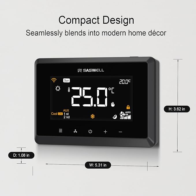 Smart WiFi Thermostat for Home, Programmable Thermostat 3H/2C for Heat Pump & Conventional Systems, Tuya App Control, Compatible with Alexa & Google Assistant