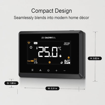 Smart WiFi Thermostat for Home, Programmable Thermostat 3H/2C for Heat Pump & Conventional Systems, Tuya App Control, Compatible with Alexa & Google Assistant