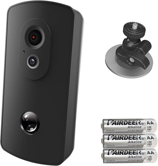 Outdoor Camera Wireless WiFi,AA Battery Operated Home Security Camera, Operates to -20°C, 1 Year Battery , Built in SD and AI, No Subscription ,Cloud-Free, Outdoor Surveillance:Do it Yourself(16, GB)