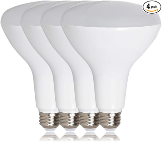 Maxxima BR40 LED Light Bulbs - 3000K Warm White Flood Light, 1100 Lumens, 13 Watt or 75 Watt Equivalent Dimmable Bulbs, Perfect for Kitchen, Bedroom, and Living Room Use - 4 Pack