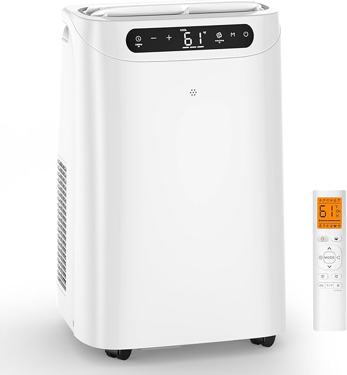 12000 BTU Portable Air Conditioners for Room Cooling up to 500 Sq. Ft, 3-IN-1 Quiet Portable AC Unit with Dehumidifier Fan, Remote Control, Smart Sleep Mode, 24H Timer, Windows Kit Included