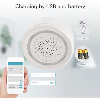 Walfront Smart Security Alarm Wireless Home Alarm System with 90dB Siren 18 Tones APP Control 2.4GHz for Burglar Door Sensor Motion Detector (WiFi)