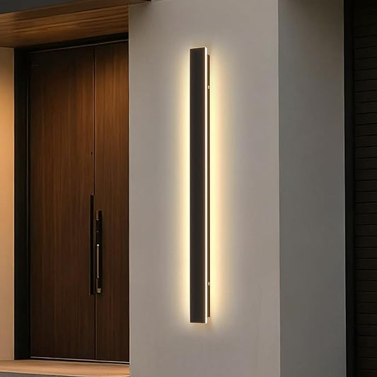Modern Outdoor Wall Light, 31.5Inch 3000K-6000K Black LED Dimmable IP65 Waterproof with Remote Outdoor Linear Wall Sconces Exterior Lighting Fixture Porch Wall Light for House, Front Door