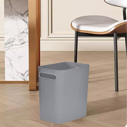 Versatile 1.8 Gallon Plastic Trash Can - The Compact Bin for Bathroom, Kitchen, or Home Office - Grey