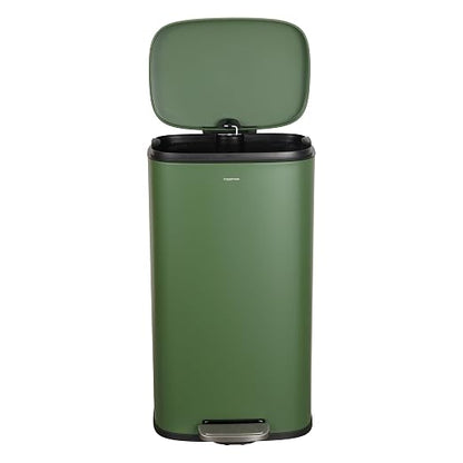 happimess Curtis 8 Gal Step Trash Can Soft Close 25", Pine Green