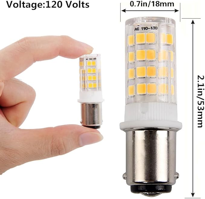 BA15D led bulb 120V Double Bayonet base 5 Watt Warm White 3000K for Sewing Machine Lamp, Non-dimmable (Pack of 4)