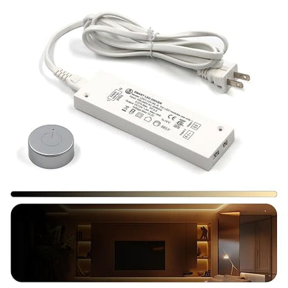 VST 18W LED Power Supply 100V-240V AC to 12V DC Low Voltage Transformer with Remote Contorller. 12V JST Ports, ETL Listed Black Dimmable LED Driver for LED Strip Lights and Cabinet Lights