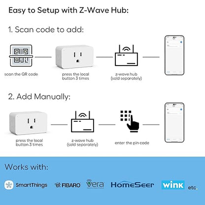 Zwave Dimmer Plug 800 Series 2 Pack, Dimmable Zwave Outlet Built-in Repeater Range Extender, Smart Dimmer Plug Need Z-Wave Hub Required, Compatible Smartthings, Alexa and More, FCC and ETL, 200W