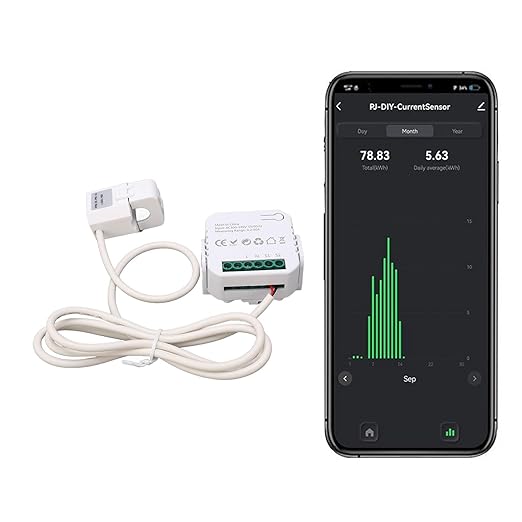 Fafeicy Smart Electricity Meter with Clamp, WiFi Power Consumption Monitor, Energy Management, Remote Control, Overload Protection, White