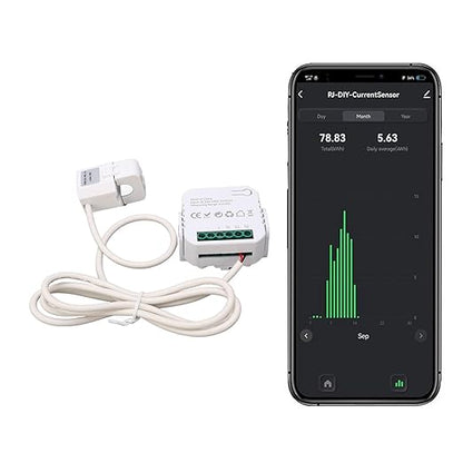 Fafeicy Smart Electricity Meter with Clamp, WiFi Power Consumption Monitor, Energy Management, Remote Control, Overload Protection, White