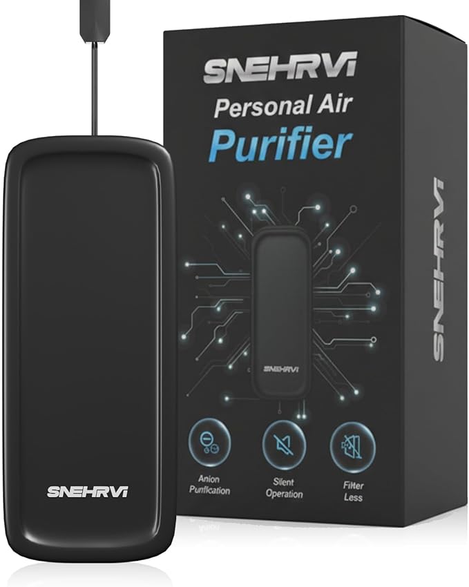 Portable Mini Air Purifier | Wearable Personal Air Cleaner with 50 Million Negative Ions | USB Rechargeable, 500mAh Battery, 120 Hours Backup | PM2.5, Smog & Odour Removal | Filterless