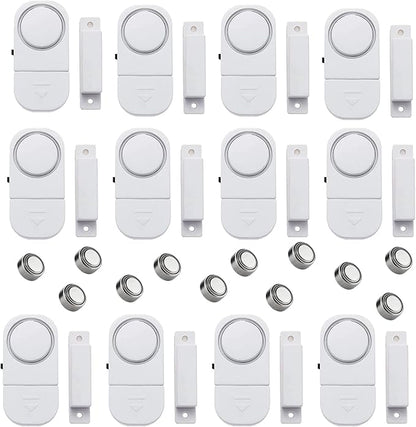 12 Pack Wireless Security Window/Door Alarm, Magnetic Sensor Door Window Burglar Alert Alarm Pool Alarms Super Loud for Home, Garage, Apartment, Dorm, RV and Office(Include Batteries)