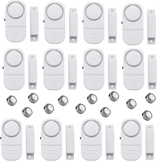 12 Pack Wireless Security Window/Door Alarm, Magnetic Sensor Door Window Burglar Alert Alarm Pool Alarms Super Loud for Home, Garage, Apartment, Dorm, RV and Office(Include Batteries)