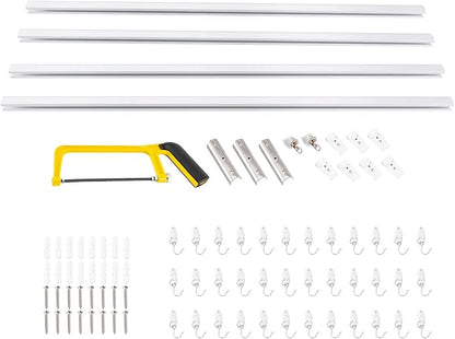 Heavy-Duty Ceiling Curtain Track Kit (9ft - 12ft), Curtain Track Ceiling Mount Room Divider Curtain Rod Aluminum Alloy Ceiling Track for Curtains Ceiling Curtain Rod for Shower, Bedroom, Living Room