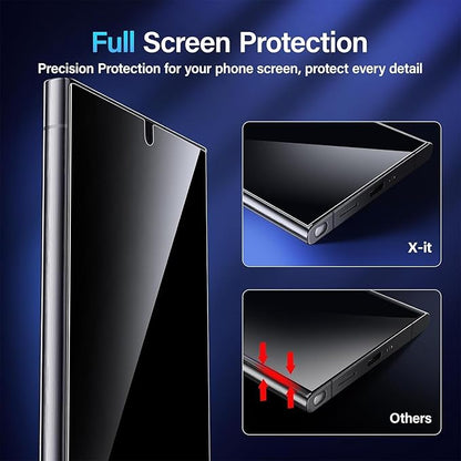 X-it for Samsung Galaxy S24 Ultra Screen Protector Privacy [Auto Alignment/Dust Removal],Bubble-Free,[100% Ultrasonic Fingerprint ID] Easy Installation Full Coverage Anti-Spy [Non-Glass] 2 Packs