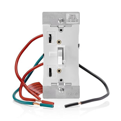 Leviton Toggle Slide Dimmer Switch for Magnetic Low Voltage, LED, Halogen and Incandescent Bulbs, TSM10-1LW, White