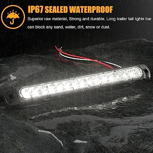 PSEQT 10" 15 LED Trailer Identification Light Led Running Reverse Backup Tail Light Bar Strip White Truck Rear Side Marker Lights Waterproof