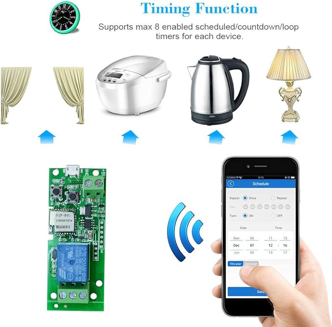 Smilewolf Wifi Switch, USB DC5V Wireless Relay Module Smart Home Automation Modules APP Remote Control Timer Switch Voice Control with Alexa Google Home Access Control System (DC5V1CH)