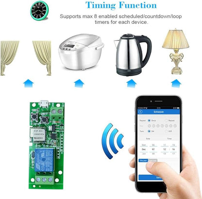 Smilewolf Wifi Switch, USB DC5V Wireless Relay Module Smart Home Automation Modules APP Remote Control Timer Switch Voice Control with Alexa Google Home Access Control System (DC5V1CH)