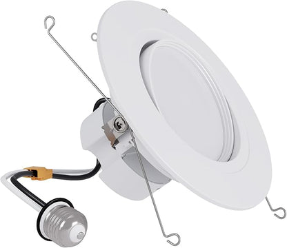 HALO RA 6 inch LED Recessed Light Trim with Adjustable Gimbal, Selectable Lumens and Selectable Color Temperature, Dim-to-Warm Feature, Damp Location Rated RA56LS9FSD2W1EWH