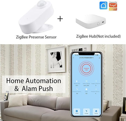 Presence Sensor Wireless, WenzhiIoT Smart Motion Sensor Zigbee 24 GHz Radar MmWave Presence Sensor Movement Body Motion Detection with Luminance/Distance Tuya Smart Life Home Assistant