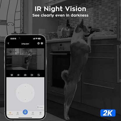 xmartO AI Tracking 2K HD Metal Dome PTZ Security Camera, WiFi 6 Dual Band Wireless, DPK3034 Ceiling Cam, 2-Way Audio, Night Vision, NVR Add-on/Standalone Use