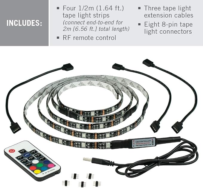 Armacost Lighting LED Lights Tape Light Kit with Remote. Use in 1A or More USB Port. 422100